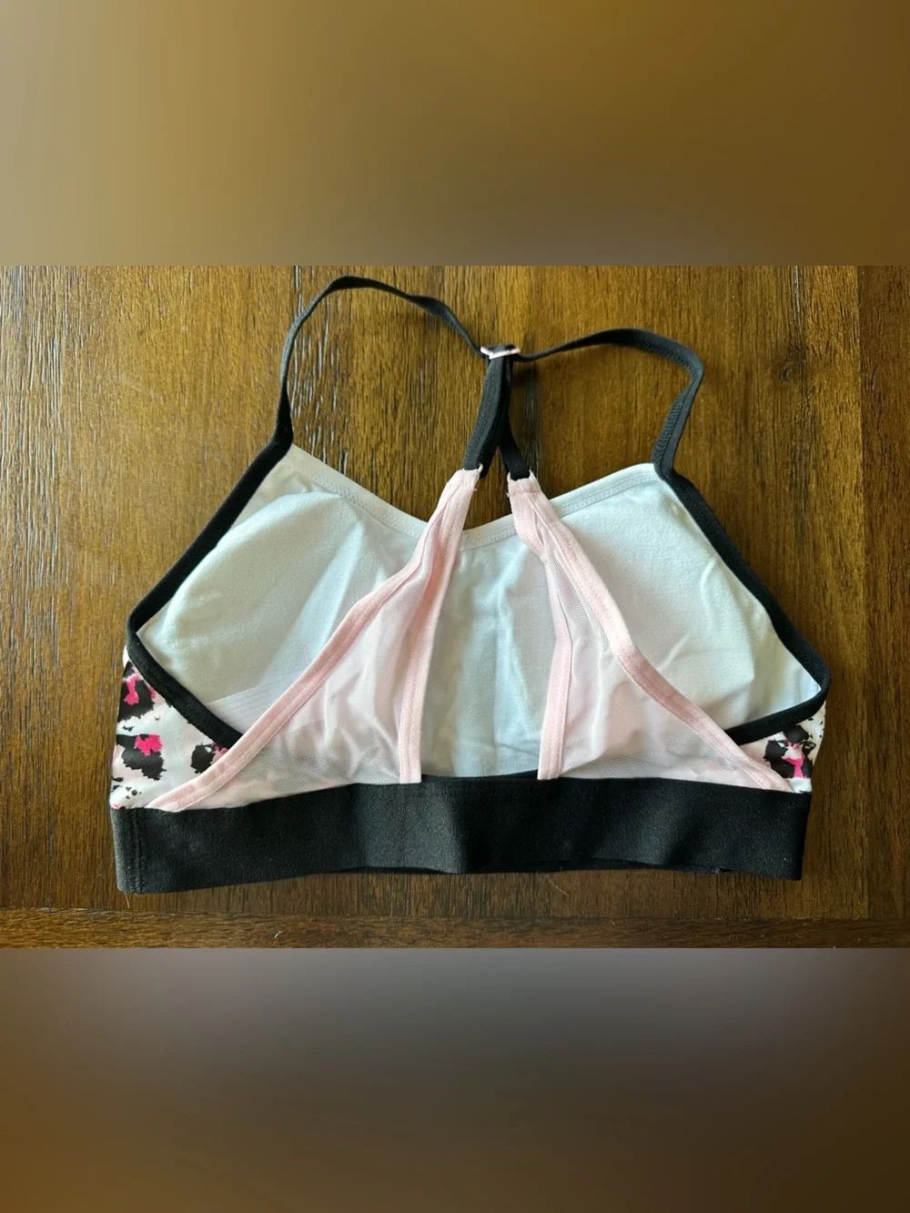 Justice Girls Pink & Ivory Leopard Print Double Sports Bra Set-size 28